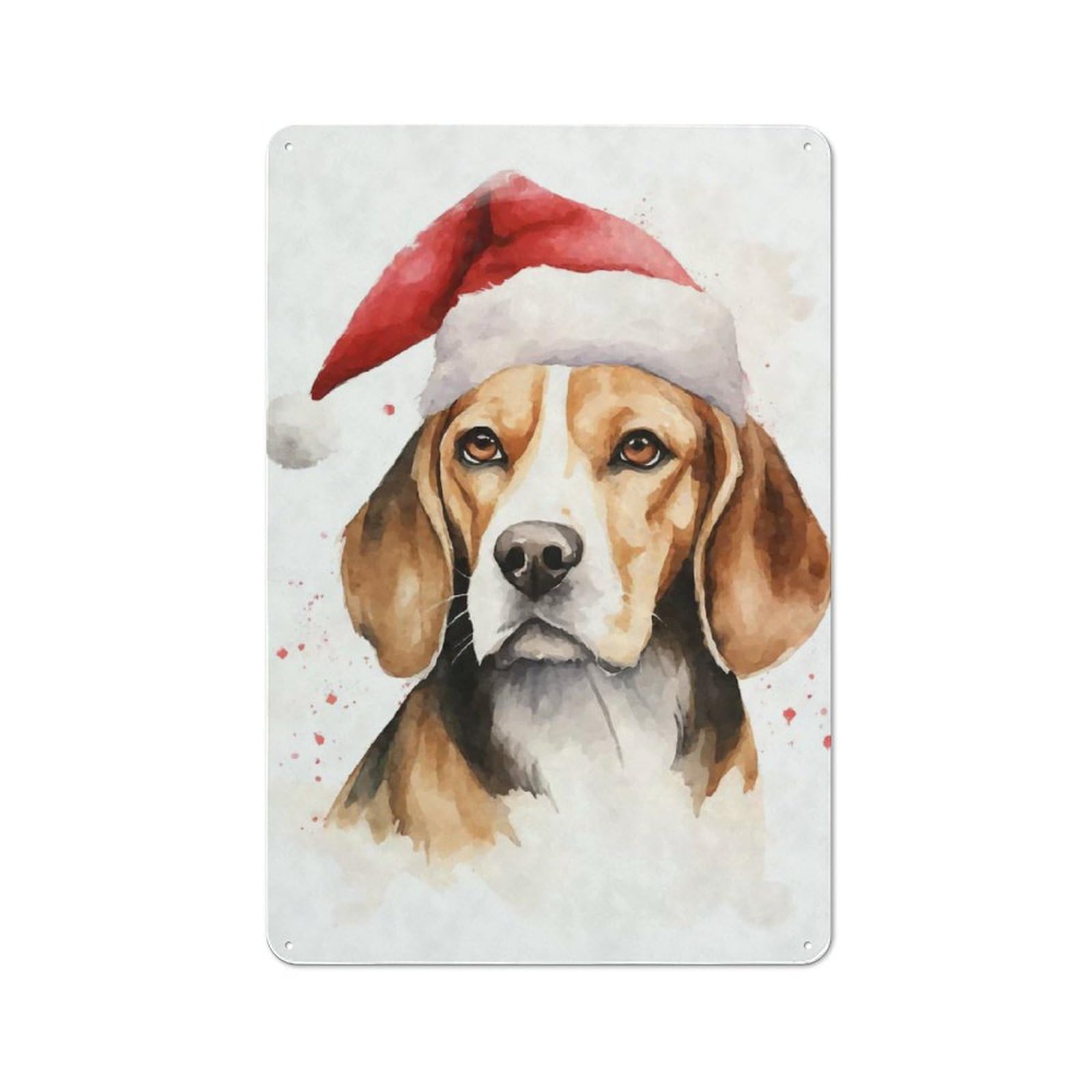 Junmoney Beagle Dog Santa Hat Xmas Metal Wall Sign 30X20cm Featuring For Café Or Restaurant, For Vintage Wall Decor Fans, For Metal Sign Collectors