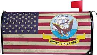Pfrewn American Flag Navy Patriotic Mailbox Cover Magnetic Oversized Letter Post Box Cover Wrap Decoration Welcome Home Garden Outdoor 25.5
