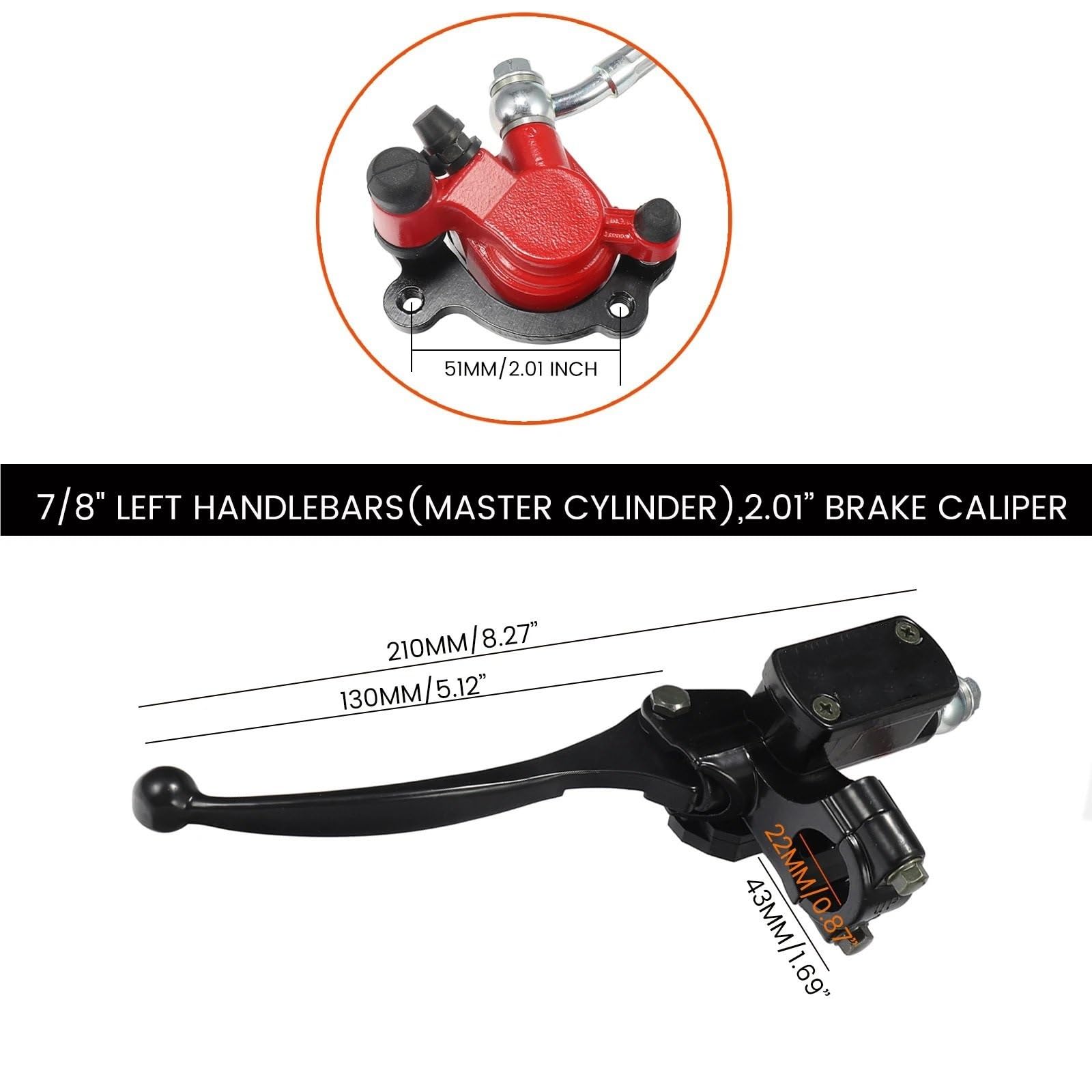 Motorrad-Bremssättel & Zubehör 2-Takt 47 49cm³ Motorrad Pocket Bike Bremse hinten links Pumpe Hauptbremszylinder Hydraulikschlauchleitung Bremssattel
