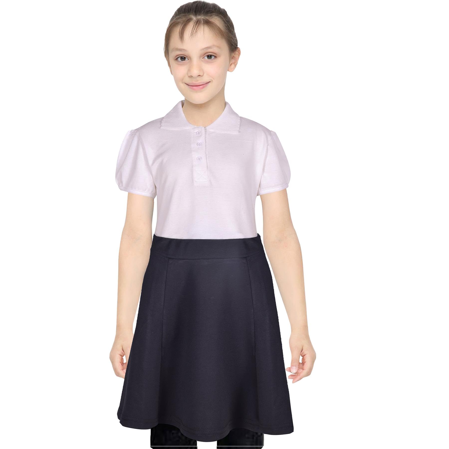 A2z 4 Kids Girls Black Plain School Uniform Skater Skirts Knee Length - Uf Skirt 9-10