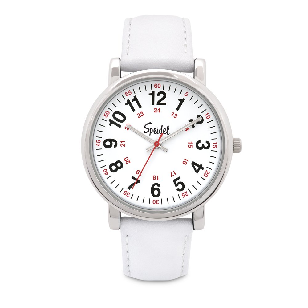 SpeidelSpeidel Medical Scrub Watch - Genuine Leather Band, 24 Hour Markings, Second Hand, Quick Read Face