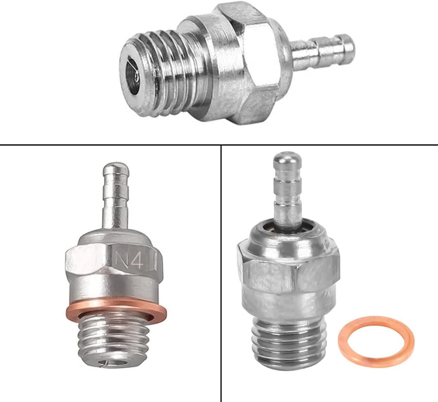 5Packs RC Bujía incandescente #4 N4 Medium Hot Spark Nitro Motor Partes 7017 Compatible con Traxxas Kyosho Redcat HPI HSP 1/8 1/10 RC Auto Truck Buggy