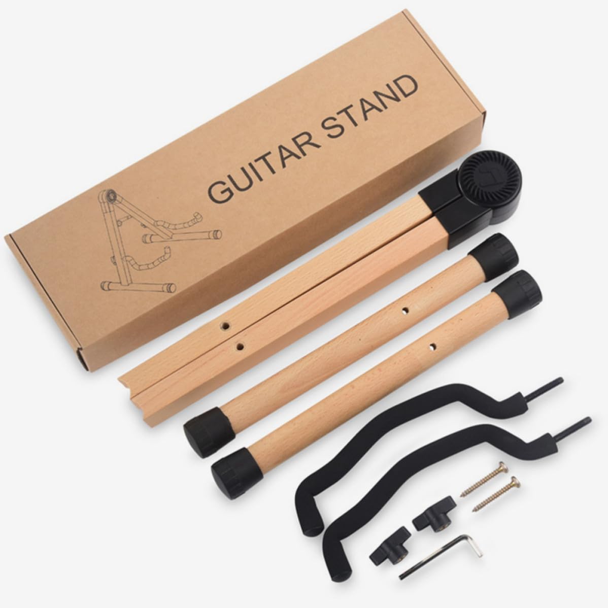 Mikikit Soporte para Guitarra Acústica Madera Marrón Estructura Plegable en Forma , Estable y Resistente para Músicos Ukulele y Violín