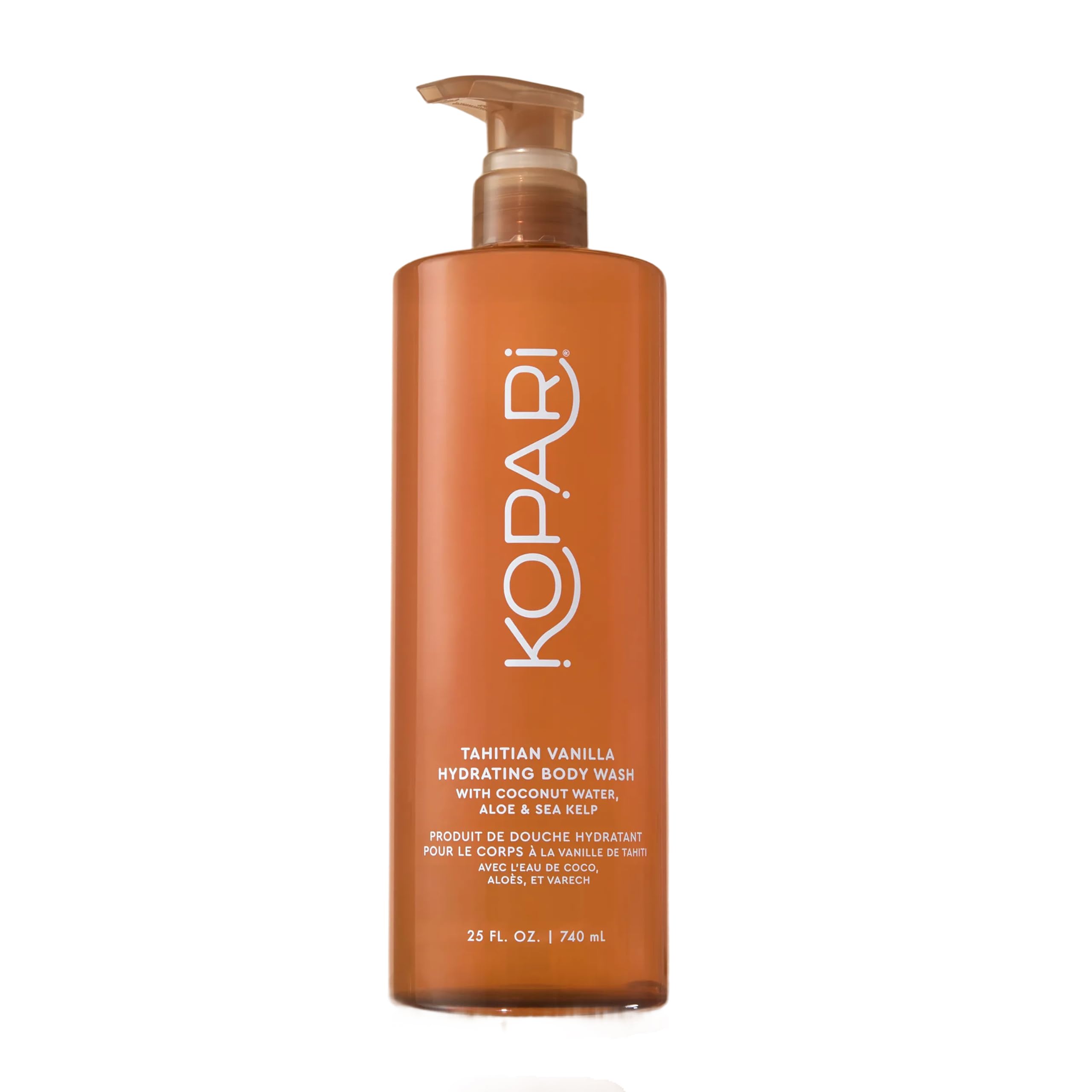 Kopari Jumbo Tahitian Vanilla Hydrating Body Wash | 25 oz Gel-Based Body Cleanser with Coconut Water, Aloe & Sea Kelp | Rich Lather, Signature Coconut