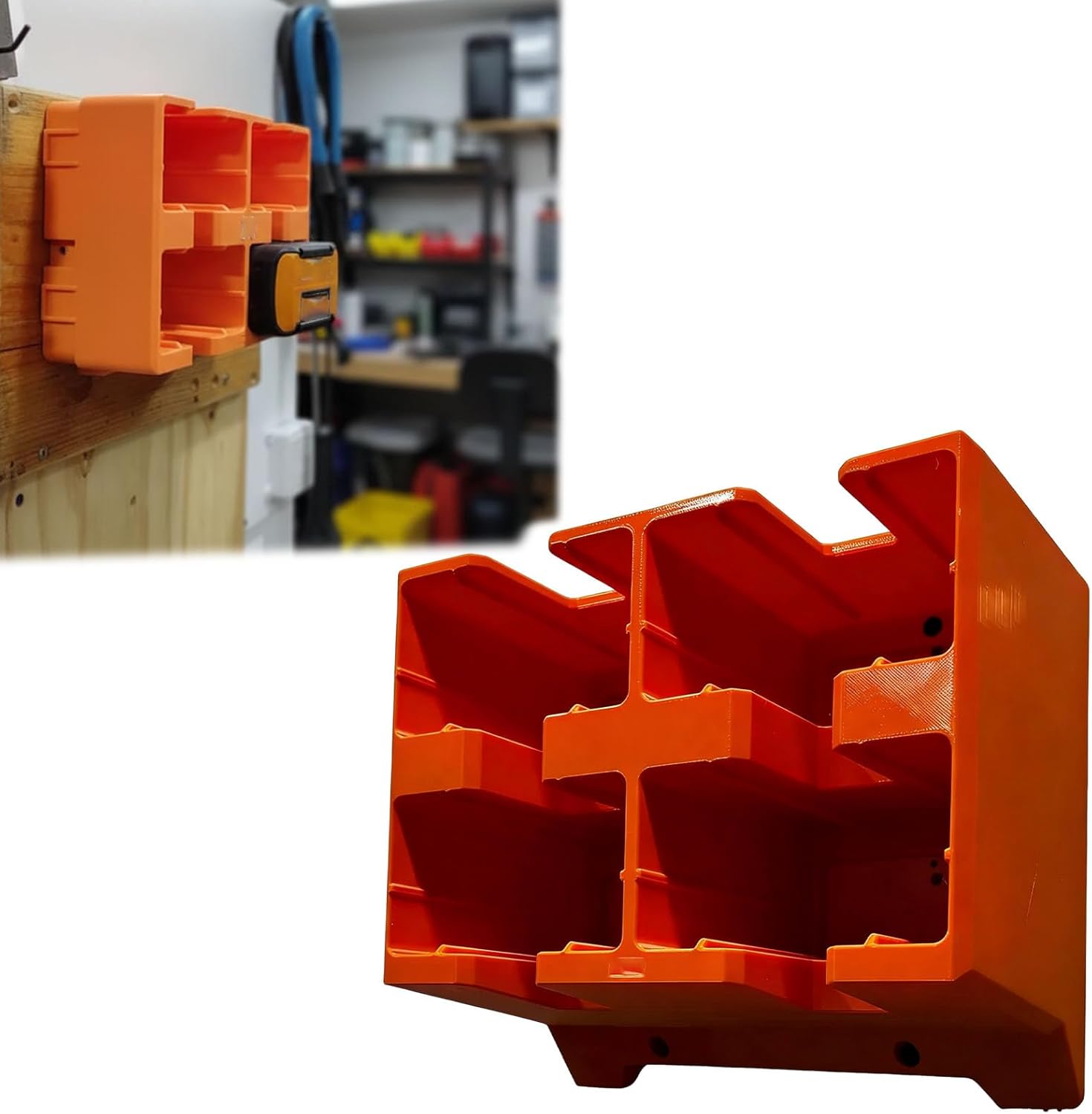 Battery Rack Compatible with STIHL AP Series, Wall Mount Storage Holder, Organizer for Secure Battery Storage and Easy Access (Orange, 4-Bay)
