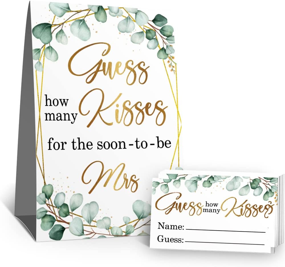 Amazon.com: Kisses Guessing Bridal Shower Game Raffle Cards, Heart ...