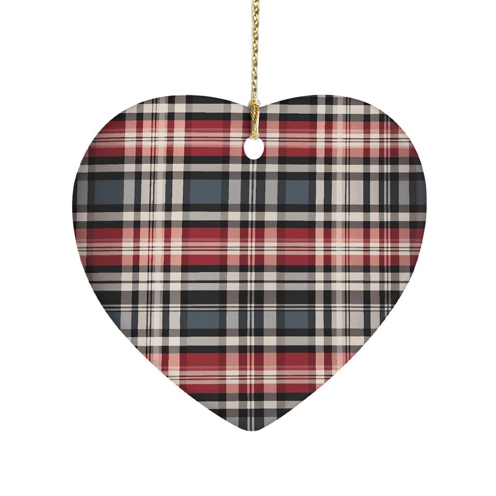 Fekiloot Style Old Plaid Checkered Ceramic Ornament Home Decor Keepsake