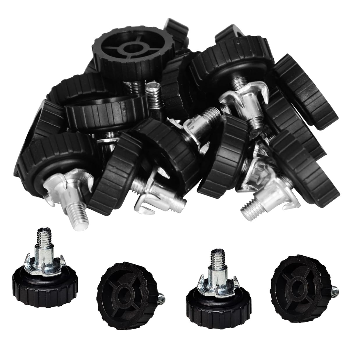 Photo 1 of 1/4" Thread Furniture Feet Levelers wth Nuts - 12Pcs Adjustable Leveling Feet with T-Nuts - Screw-in Threaded Glide Leveling for Bar Stool/Bench/Bed/Cabinet/Desk/Dresser/Wood Legs 12 screws + nuts