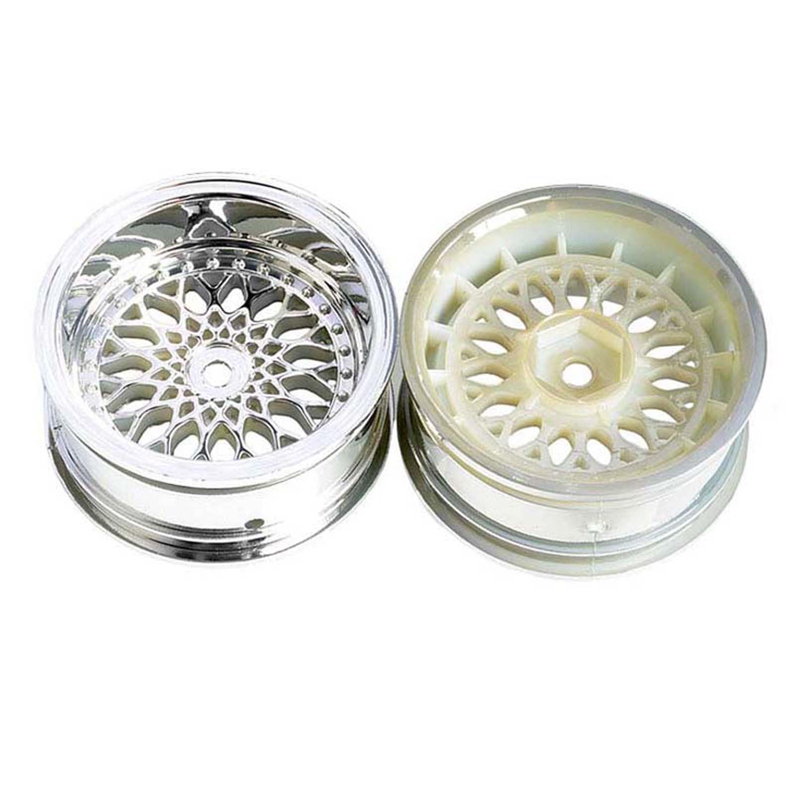 LAFEINA 4PCS RC Car Diameter 52mm Plating Plastic Wheels Rims Replacement for 1/10 RC On Road Touring Racing Drift Car (Offset 9mm, Silver)