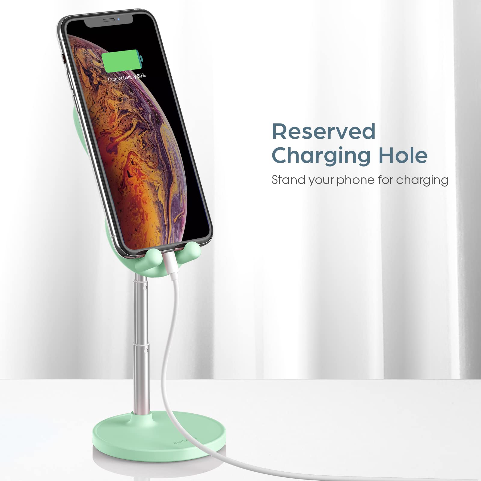 nediea Cell Phone Stand,Angle Height Adjustable Bunny Phone Stand for Desk,Cute Rabbit Phone Holder Stand for Desk, Compatible with All Mobile Phones, Tablets(4-10in) (): Green