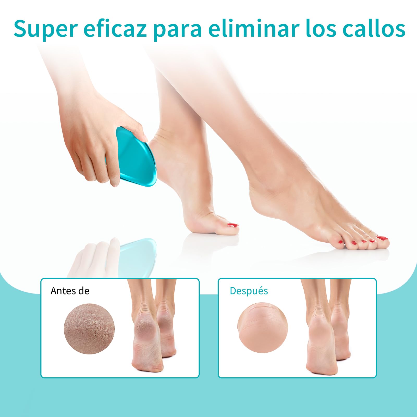 Lima Pies De Vidrio Nano AnjoCare 2en1, Removedor de Callos y Piel MuertaDura, Profesional Raspador Portátil para Piel Pies Agrietados, Pedicura erramienta de belleza para el cuidado de los pies(Azul)