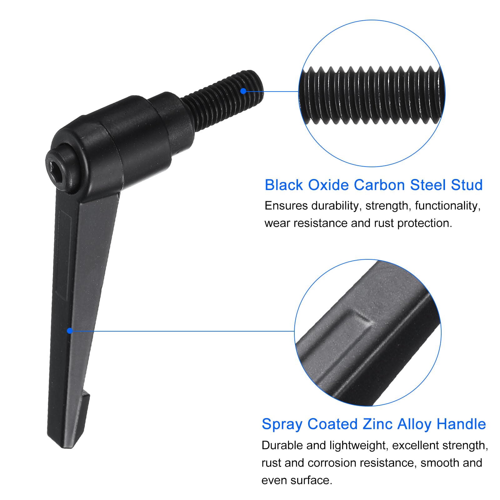 Manopole per leva di serraggio M10 x 25 mm acciaio al carbonio nero QUARKZMAN
