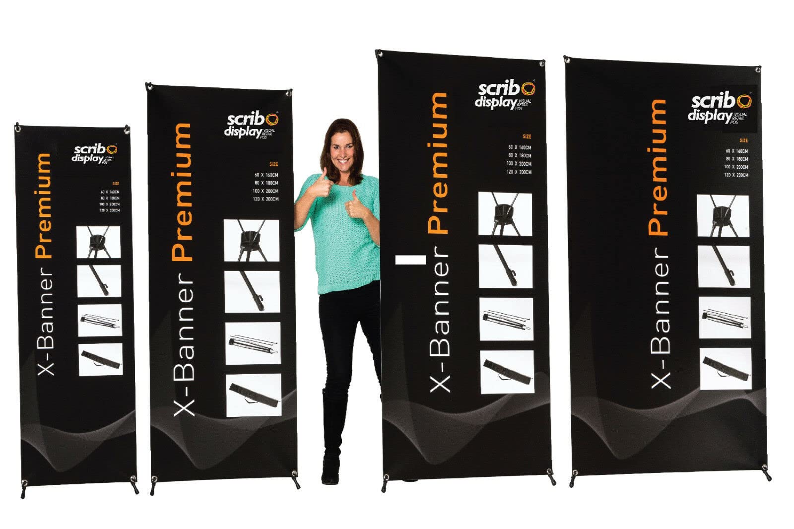 cross-banner soporte – Pack de 10 – Ideal para ferias, exposiciones, eventos