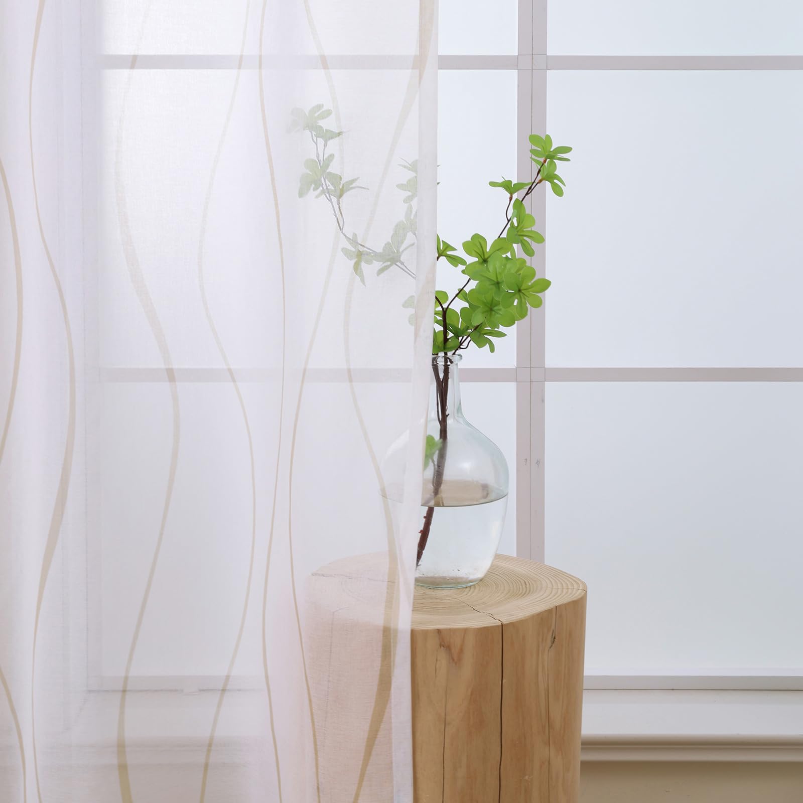 L.Z.E Vorhänge Weiß Beige für Wohnzimmer Gardinen mit Kräuselband für Schienensystem Transparent Schiene Gardine Vorhang für Schlafzimmer 2er Set Leinenoptik Modern 225 cm Lang