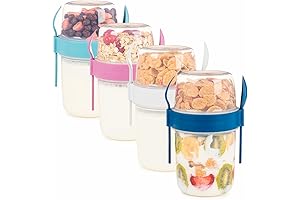 4pk Reusable Yogurt Parfait Breakfast Cups with Lids and Spoons