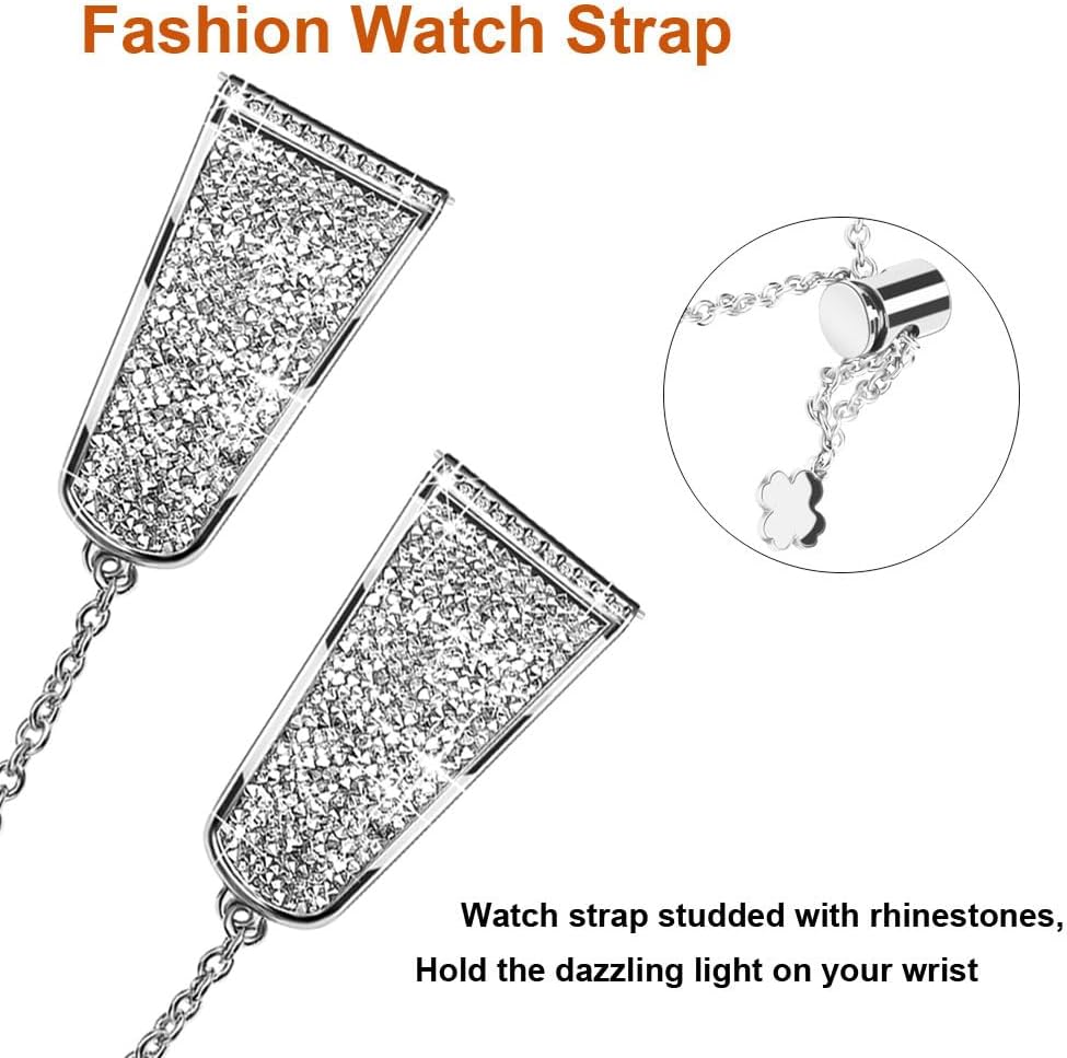 Compatible for Samsung Galaxy Watch 7/FE/6/5/4 Band 40mm 44mm, Active 2 Bands,Women Bling Bracelet Adjustable Replacement Strap Wristband for Galaxy Watch 6 Classic/5 Pro/4 Classic/Watch 3 41mm image 3