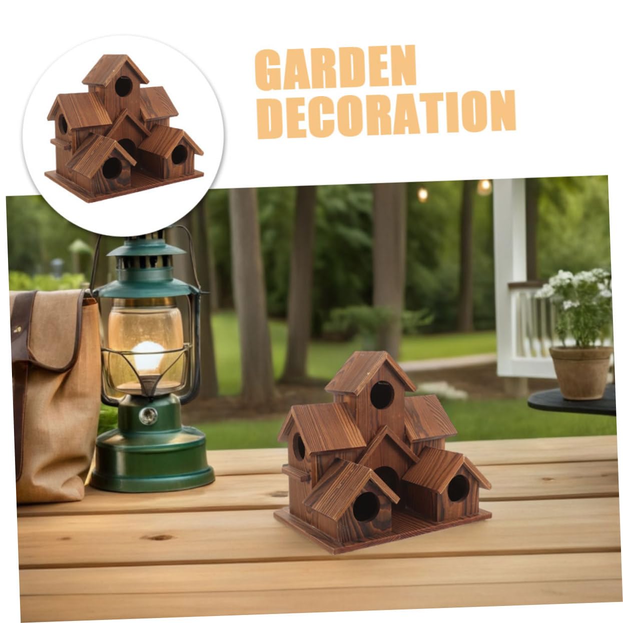2 Piezas Casitas de Madera Rústicas para Pájaros Comedero y Nido Exterior Resistente al para Jardín y Patio Decoración Natural para Aves