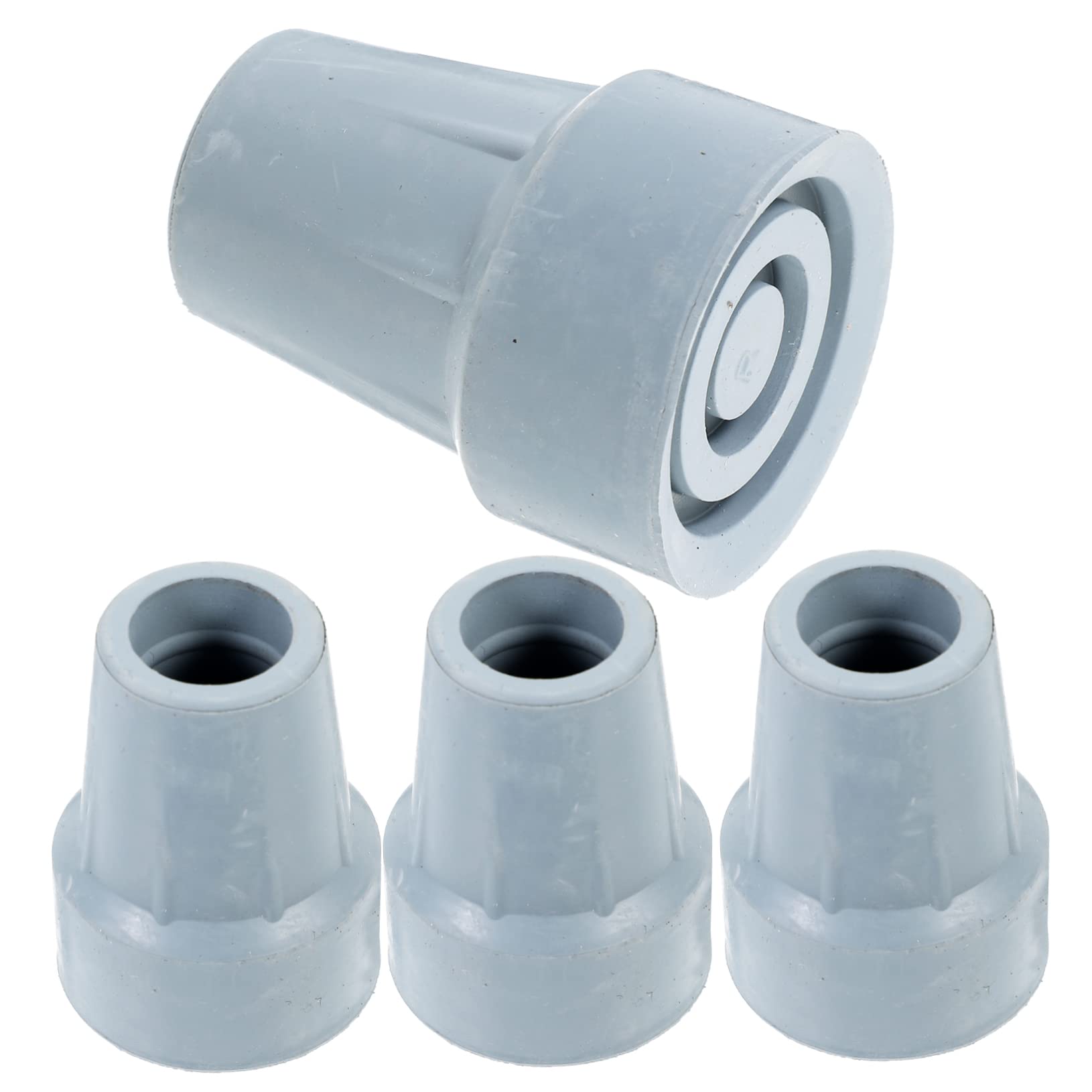 FRCOLOR 4pcs Non-Slip Pads for Crutches Rubber Feet for Hiking Shock Absorbing Crutch Tip Crutches Feet Rubber Feet for Camping Anti-Skid Crutches Tips Replacement Cane Tip Grey Thicken