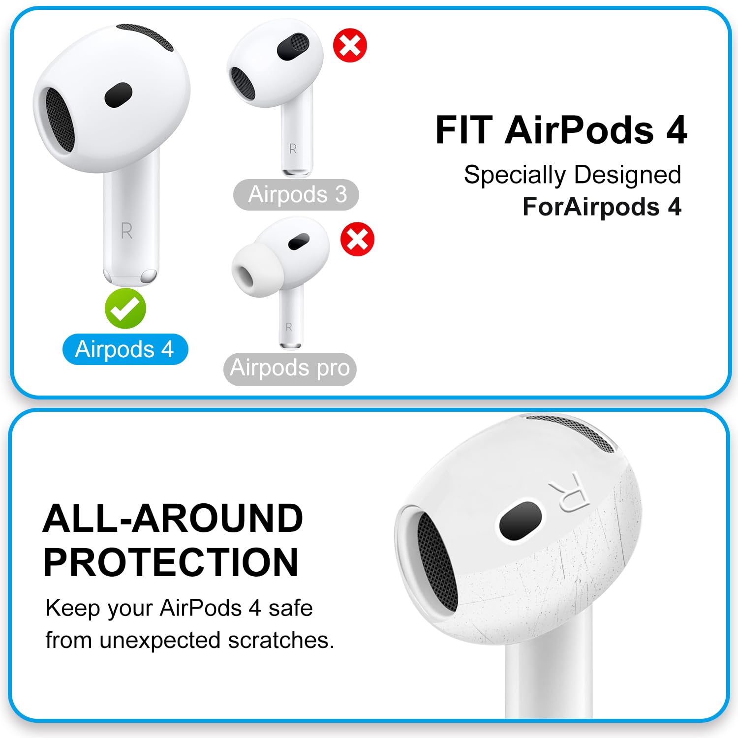 Set 6 Paia Di Gommini In Silicone Ultra Sottili Per AirPods 4 – Ricambio Antigraffio E Antiscivolo, Filtro Doppio Antipolvere, Vestibilità Comoda