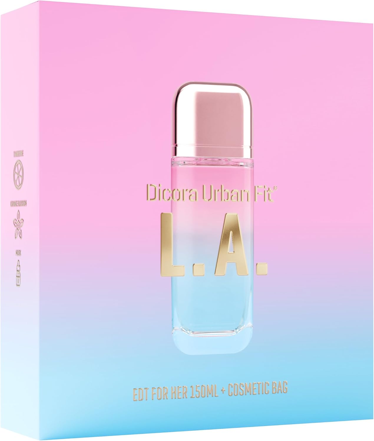 DICORA URBAN FIT SET L.A. FOR HER NECESER perfumy damskie EDT 150 ml zapach kwiatowy i owocowy woda kolońska z mandarynką kwiat pomarańczy i piżmo