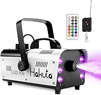 Vista 8 de HAKUTA Máquina de niebla, máquina automática de humo de 900 W con 6 luces LED y 7 variaciones de color, salida de 6000 CFM con control remoto
