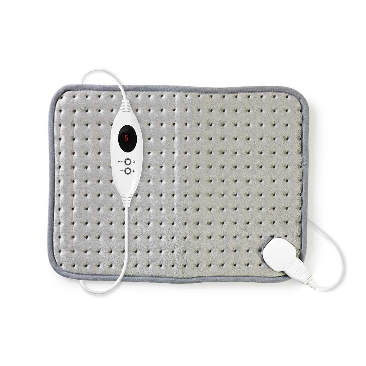 NEDIS - Poduszka grzewcza – 42 x 32 cm – 6 stopni ogrzewania – cyfrowe sterowanie – ochrona przed przegrzaniem – automatyczne wyłączanie – nadaje się do prania, szara PEHP110CGY