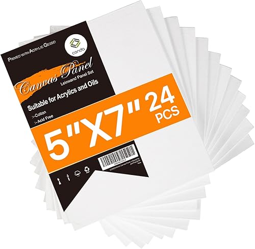 Miniatura 40 de CONDA Lienzos de artista para pintar de 9 x 12 pulgadas, paquete de 12 unidades, imprimados, 100% algodón, paneles de lona, tablero de lona sin