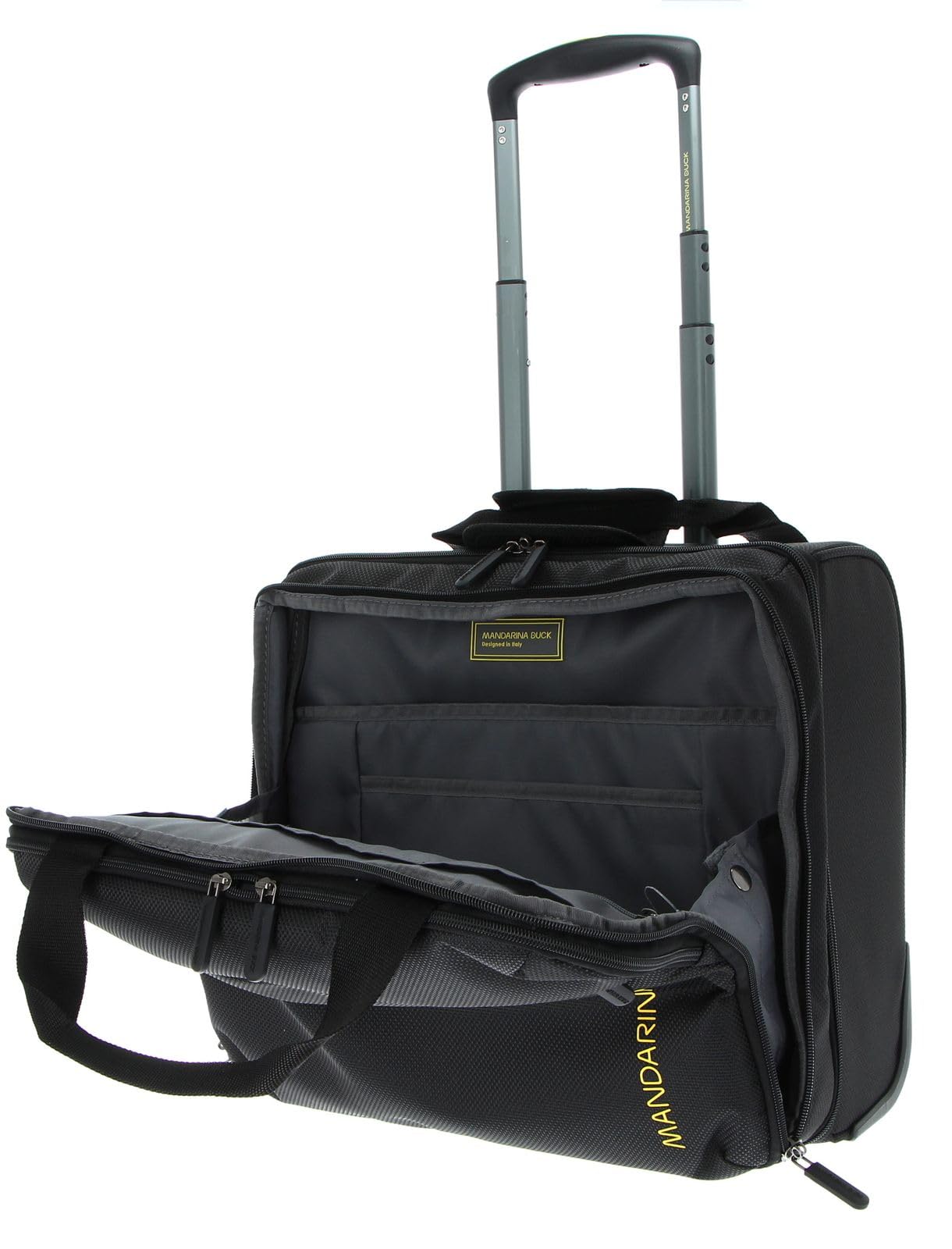 Mandarina Duck Zephyr Rolling Tote, Nero, 40E+1 x 2E+1 x 36 centimeters, Comoda borsa pilot a due ruote