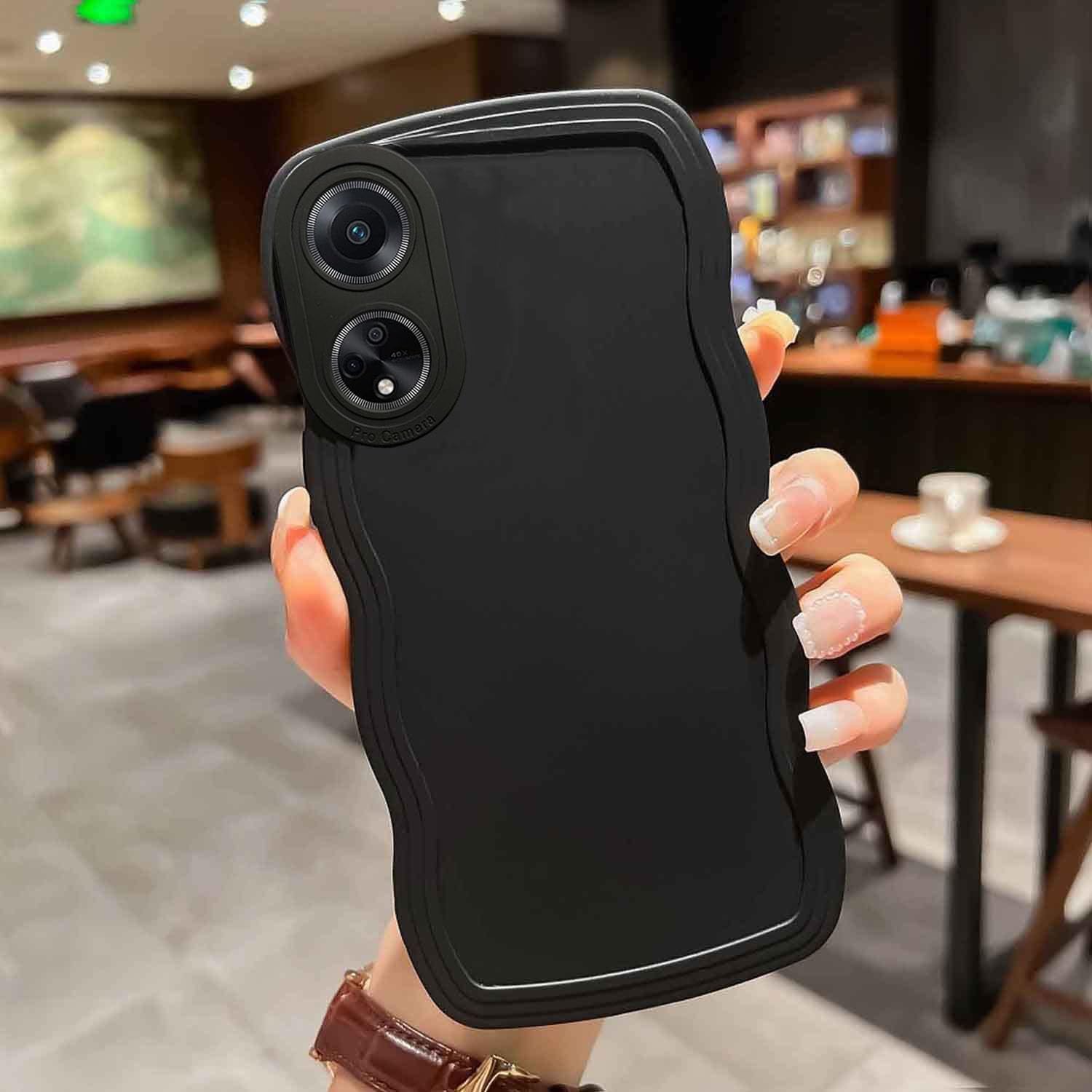 KC Back Cover for Oppo F23 5G, Curly Wave Shape Shockproof Bumper Soft Silicone Case with Camera Protection (Black) (B0CBJR6RLW) Amazon Price History, Amazon Price Tracker