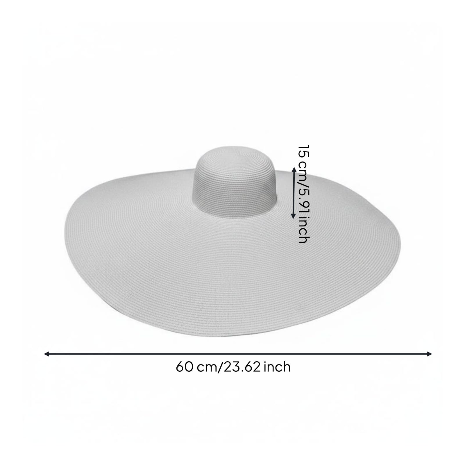Chapeau de Soleil pour Femme Chapeau de Plage Chapeau Anti‑ Chapeau Pliable Chapeau à Large Bord en Paille Papier Style Décontracté Adapté aux Tenues, White, 20CM