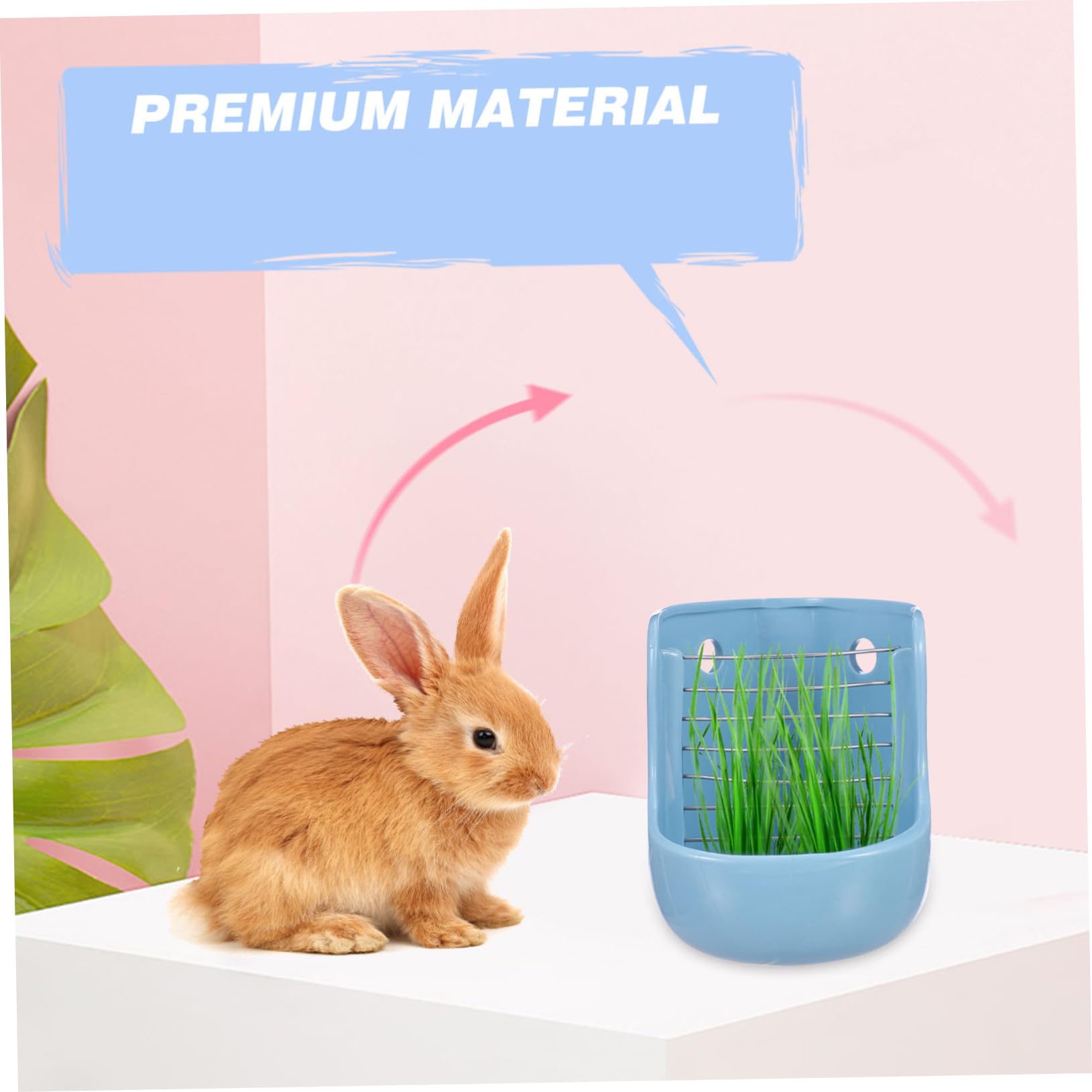 POPETPOP Comedero de Heno Desmontable para Chinchillas y Cobayas, de Cerámica, Soporte para Jaula