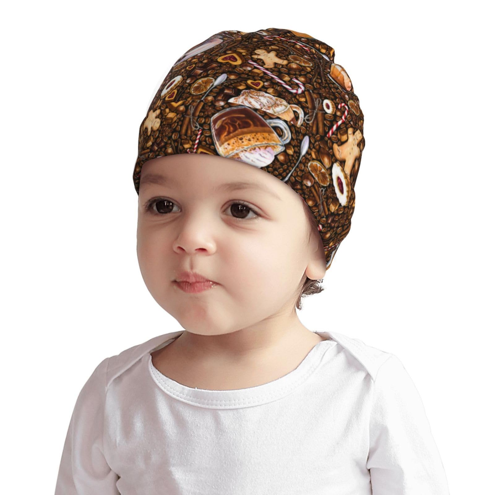 Rqzwdq Lemon Coffee Bean Hazelnut Chocolate Cookies Kids Beanie Hats Warm Knit Beanie Cap Skull Caps Gifts Decor for Boys Girls