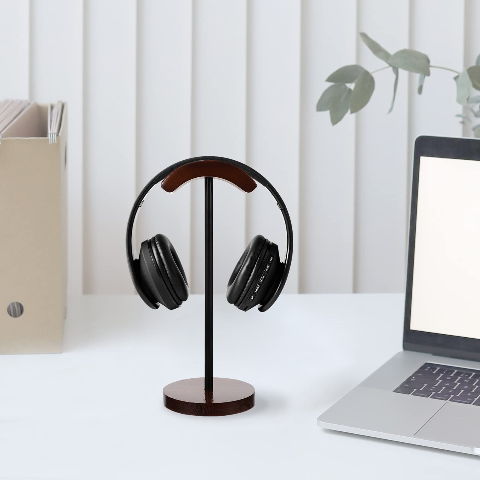 Angoily Soporte De Auriculares De Madera Inalámbricos Organizador De Escritorio para Auriculares y Accesorios Soporte Práctico y Elegante para Gaming y
