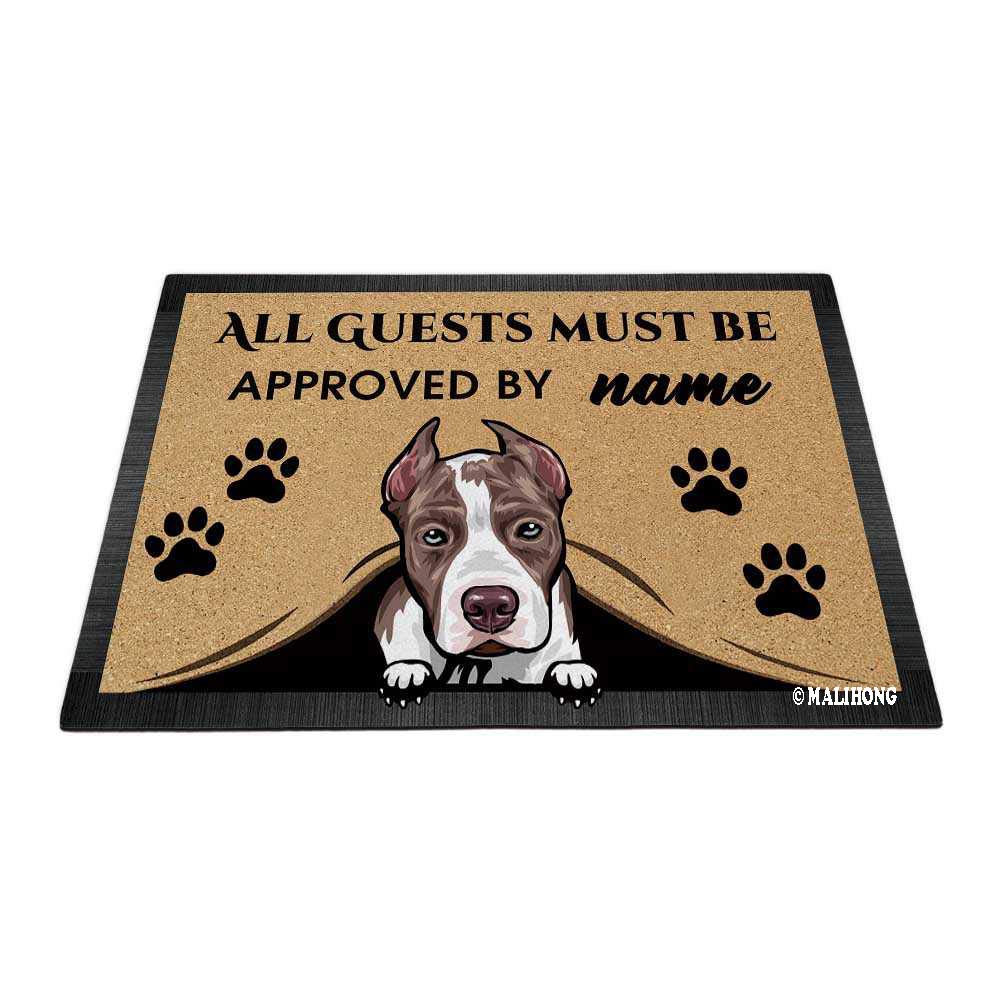 BAGEYOU Personalized Dog's Name Peeking Dog Pit Bull Doormat All Guest Must Be Approved Mats for Home Decor 23.6 x 15.7 Inch