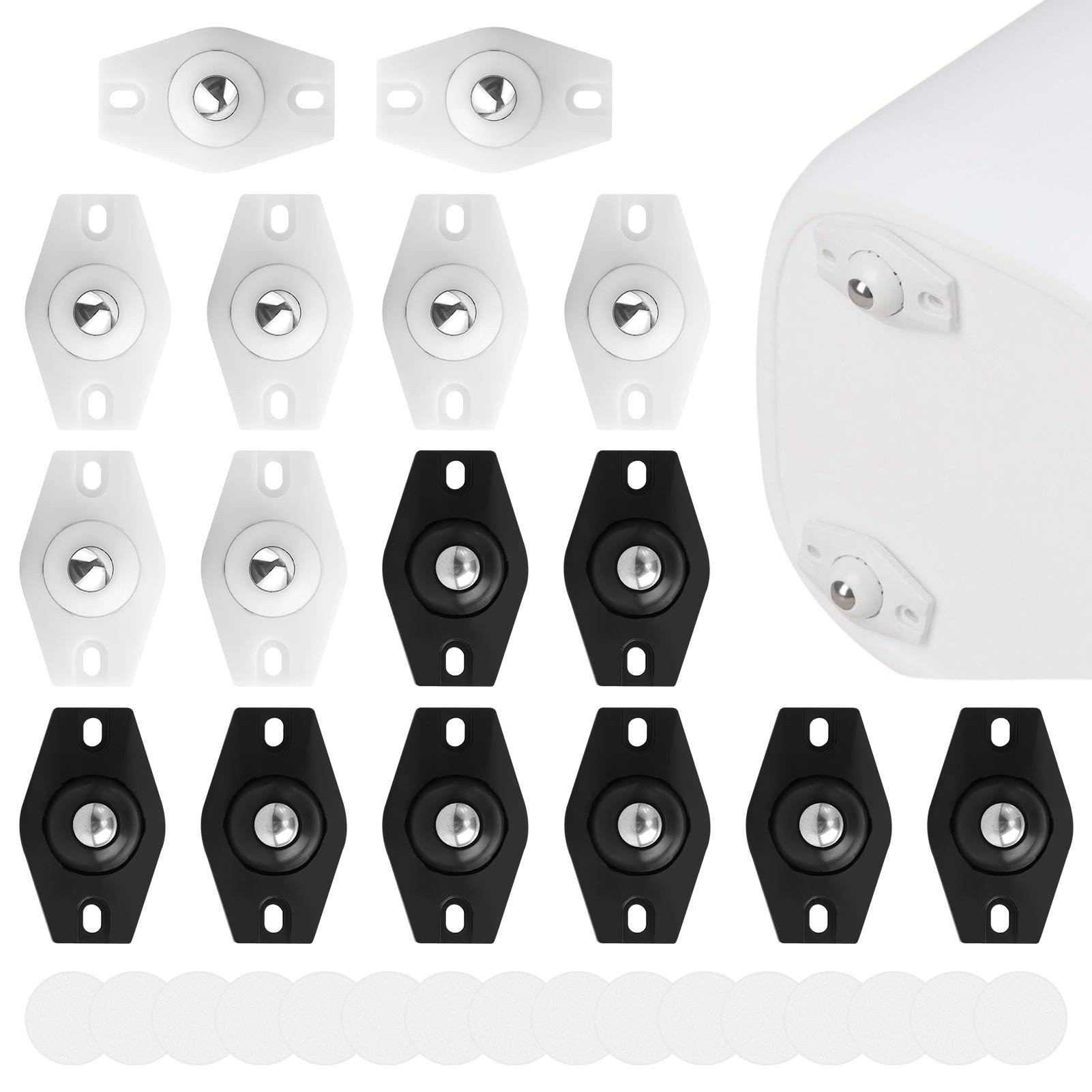 12 Pièces Mini Roulettes Auto-Adhésives, Roulettes Pour Meubles Blanc, Roulettes Universelles, Universelle 360 ° Roulettes à Billes, Pour Déplacer Des Meubles