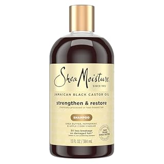 SheaMoisture Strengthen and Restore Shampoo Pure Jamaican Black Castor Oil for Damaged Hair To Cleanse and Nourish Hair 13 fl oz