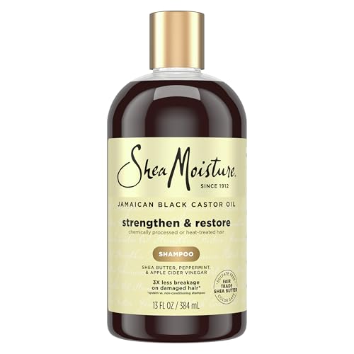 SheaMoisture Strengthen and Restore Shampoo Pure Jamaican Black Castor Oil for Damaged Hair To Cleanse and Nourish Hair 13 oz