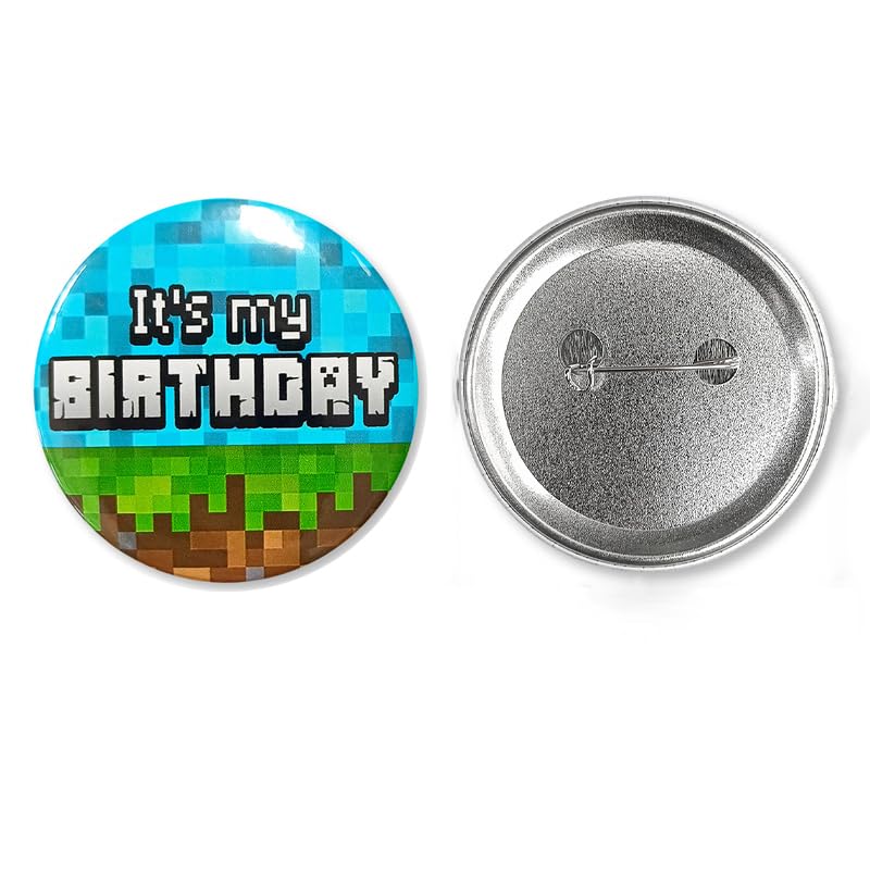 "Game Theme Birthday Badges for Kids - 1 Pack Colorful Gamer Pins with Secure Fastener for Party Decorations, Costume Accessories