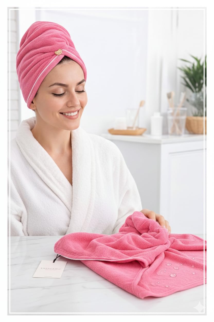 Multicolor Hair Drying Towel Wrap for Women – Super Absorbent Microfiber Quick-Dry Hair Cap with Button – Soft & Lightweight Head Wrap for Bath, Spa, and Daily Use-image-33