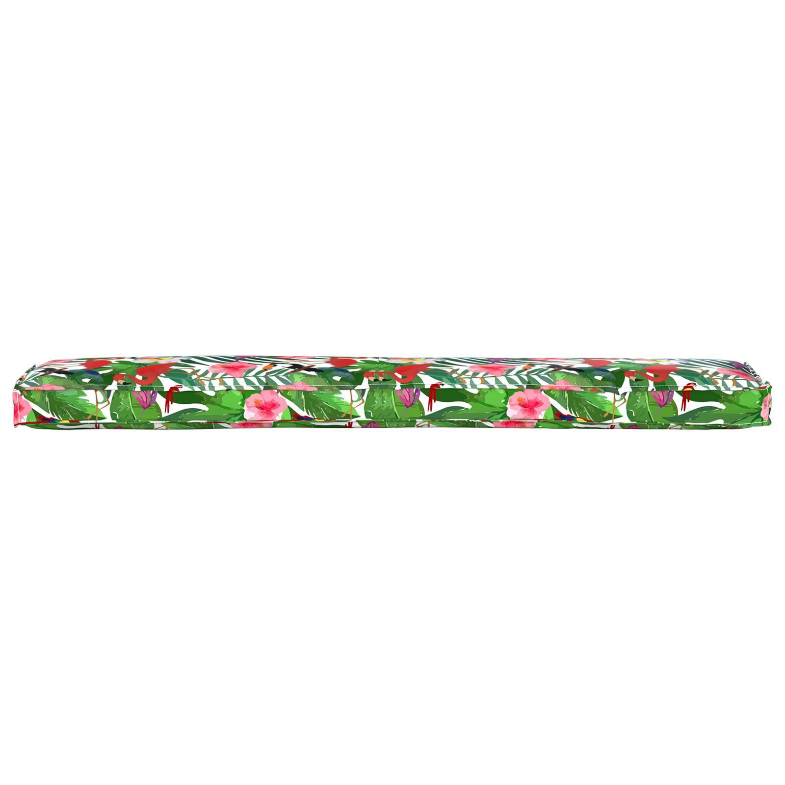 Tropikalna poduszka na ławkę w dżungli 200 x 40 x 8 cm tkanina Oxford ze zdejmowaną poszewką i kwiatowym wzorem do użytku na zewnątrz i wewnątrz, trwały materiał poliestrowy