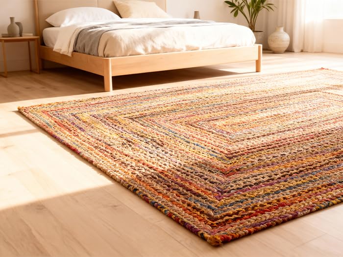 Craft Trade Chindi Jute Area Rug Braided Hand Woven Boho Rag Rug Reversible Colorful Home Decor Farmhouse Carpet Rug for Kitchen Living Room and Bedroom - Rectangle 150x240 cm โ image 1