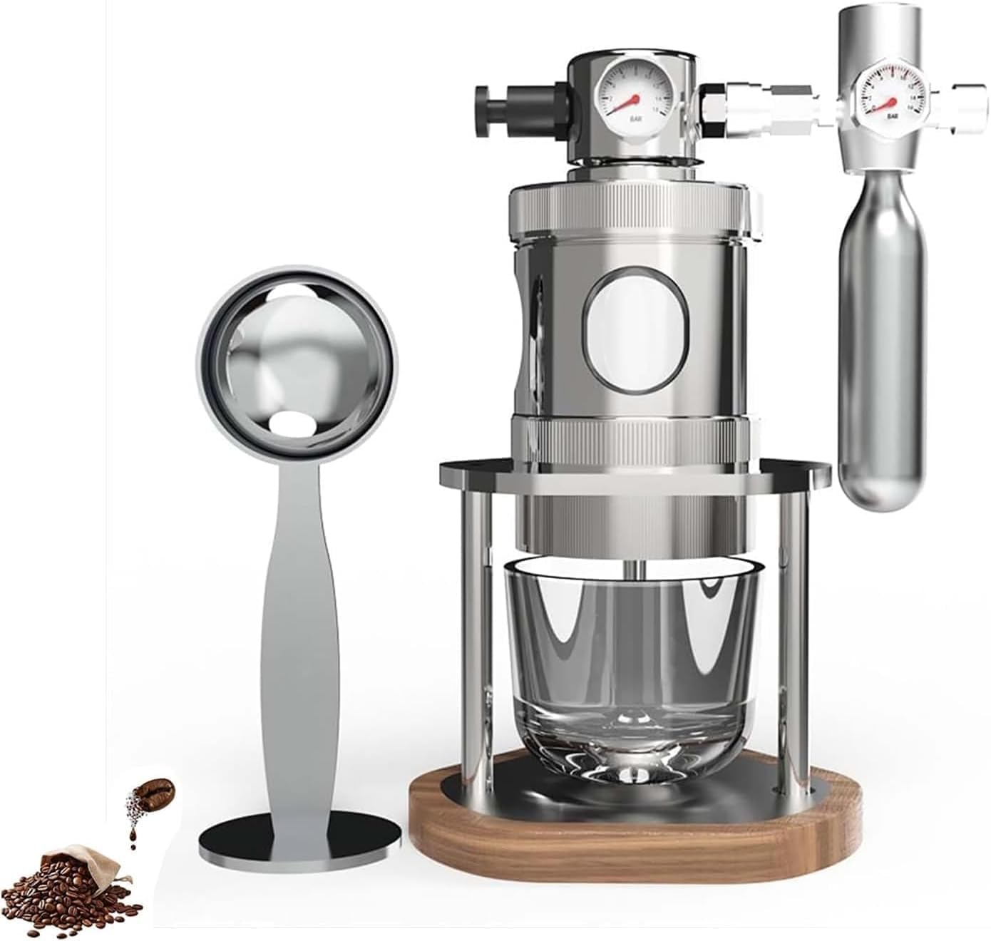 Manual Espresso Maker with Pressure Gauge for Home Baristas, 1-16 Bar Adjustable Air Pressure Coffee Machine