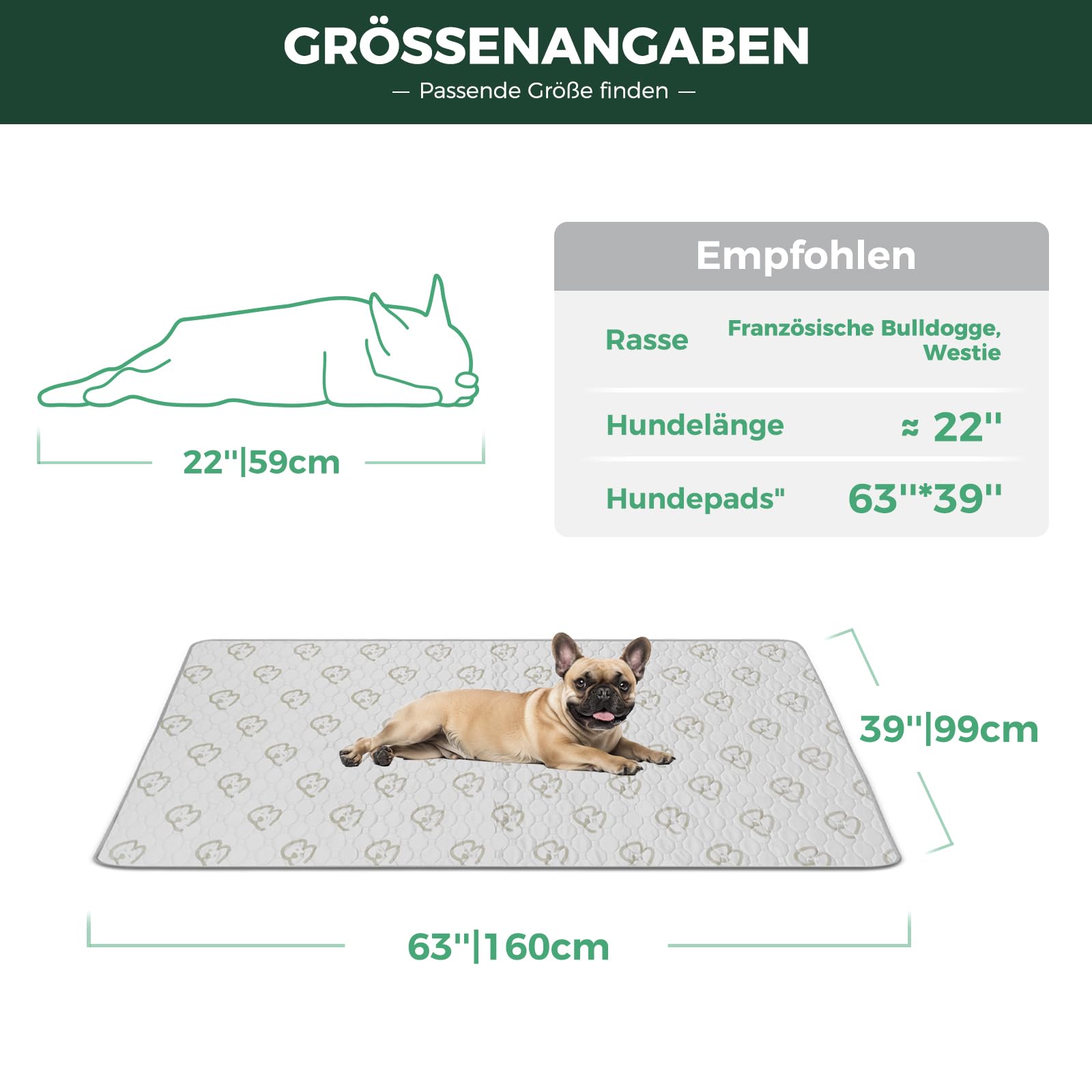 fxw Waschbare Pinkelpads für Hunde,Welpenpads mit Superabsorber,speziell für fxw Rollick/Homeplus 60cm 6 Panels Hundelaufstall,160cm × 99cm Rectangle,Khaki,1 Packungung