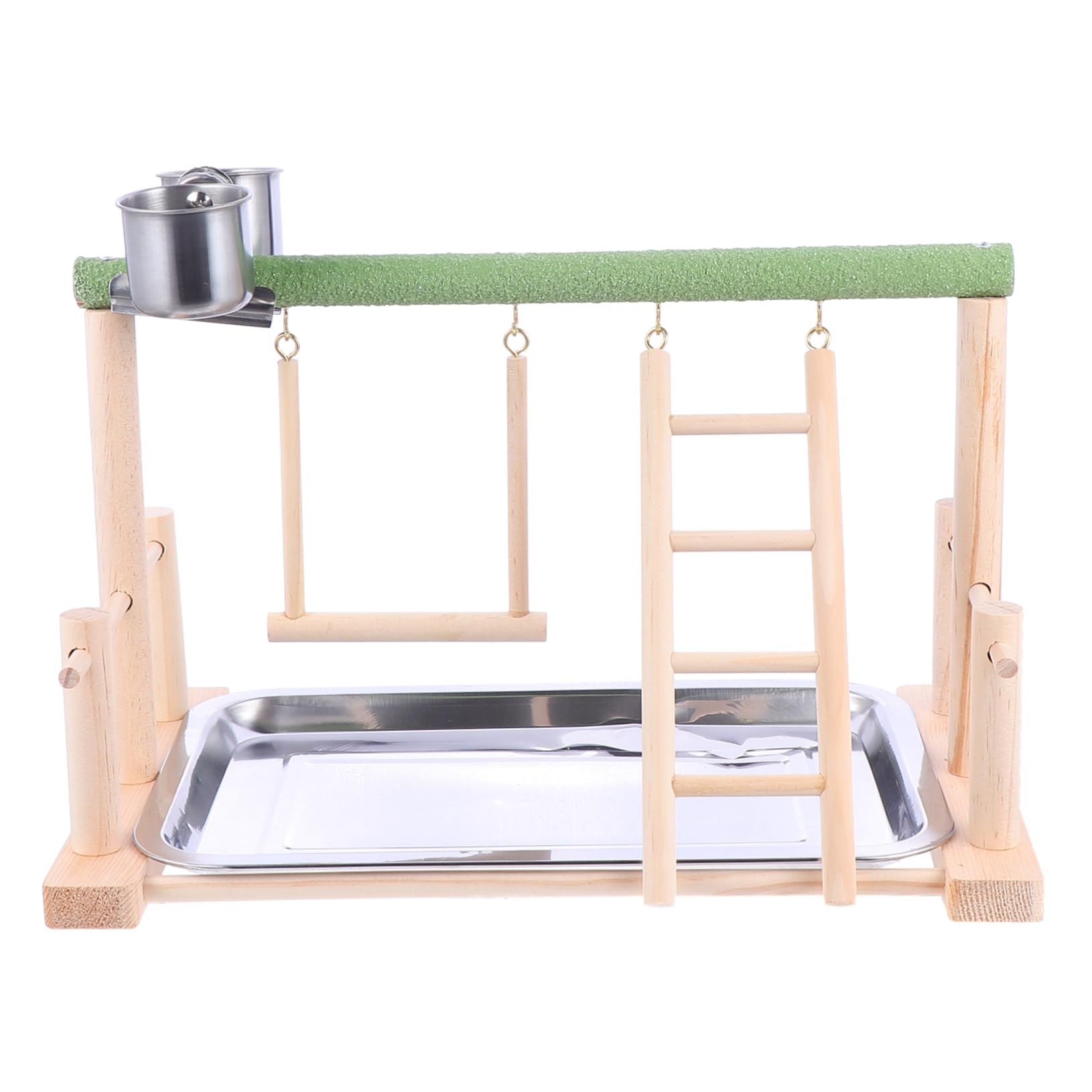 Parrot Playstand Legno Con Trespolo e Altalena Per Uccelli Giochi Stimolanti Per Pappagalli Cocorite e Inseparabili Supporto Per Arrampicata e Allenamento Pet Friendly