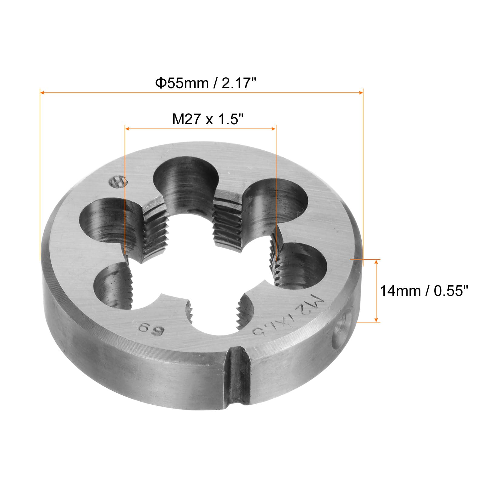 QUARKZMAN M27 x 1.5 Métrico Troquel Redondo Troquel de Roscado de Mano Derecha de Acero de Aleación para Cortar Roscas de Tornillos