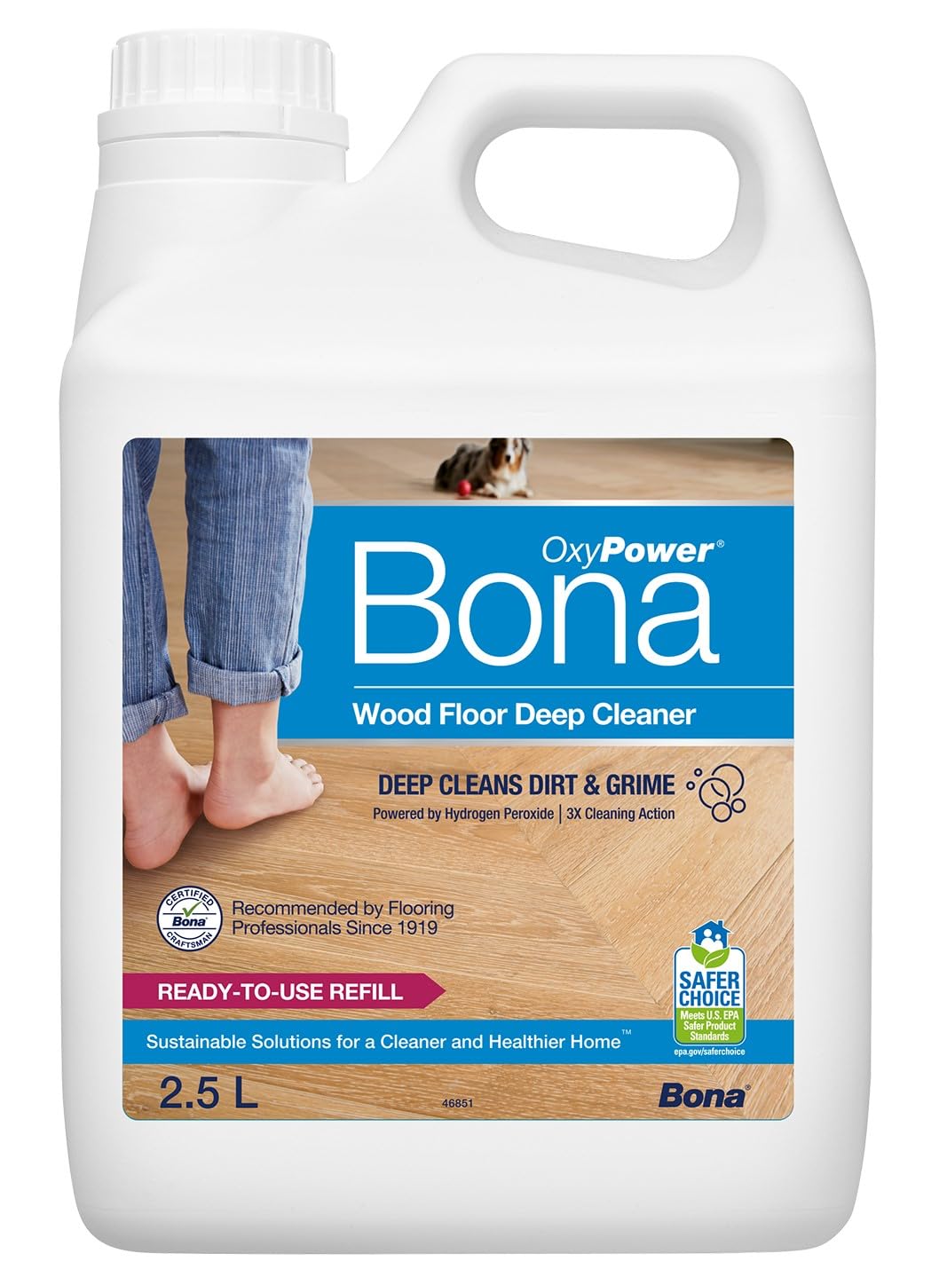 Bona - Ricarica per pulizia pavimenti in legno - 2,5 l - per uso con il kit di pulizia spray Bona