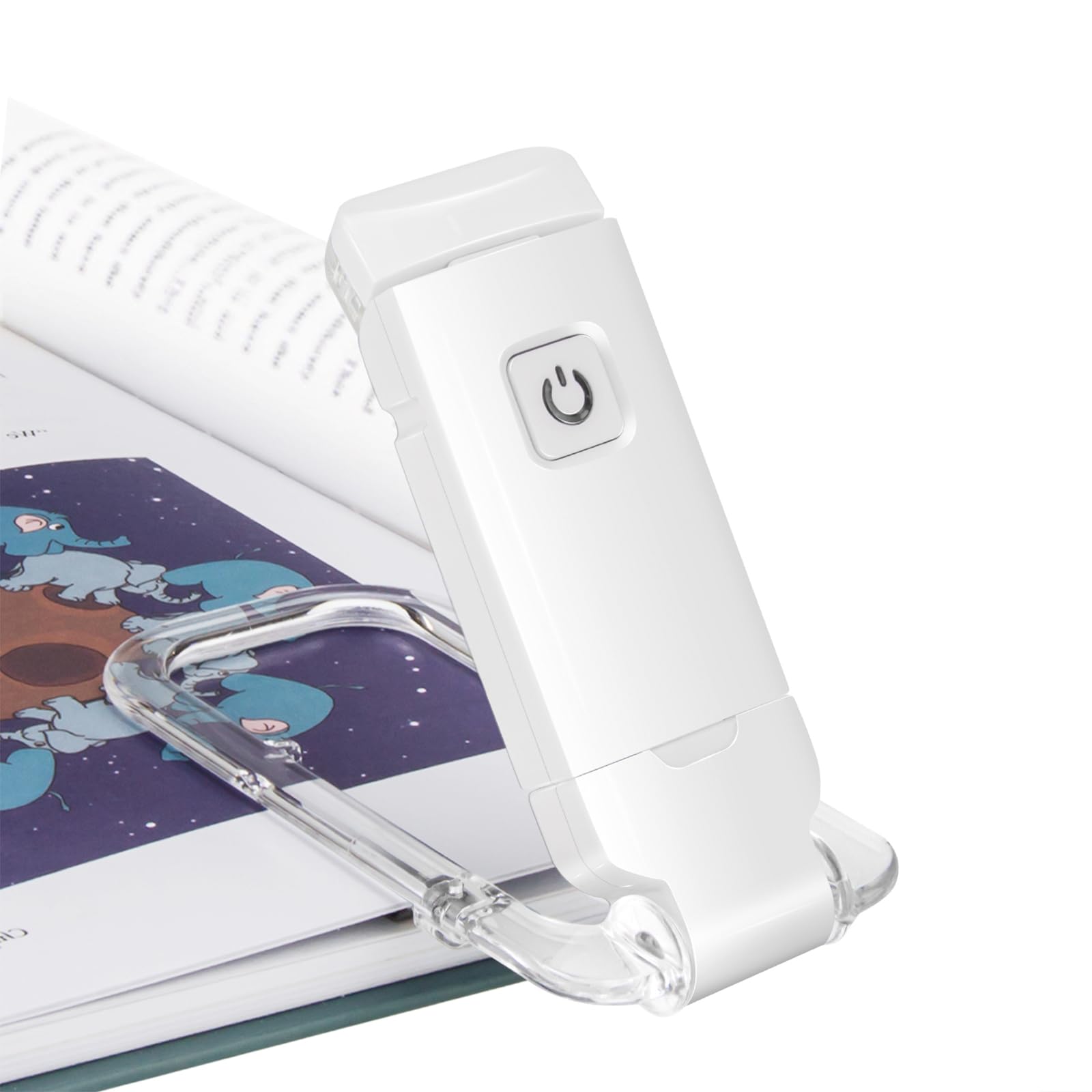 BIGMONAT Rechargeable LED Reading Light - Clip-On Book Light for Kids, Brightness Adjustable for Eye Protection - White