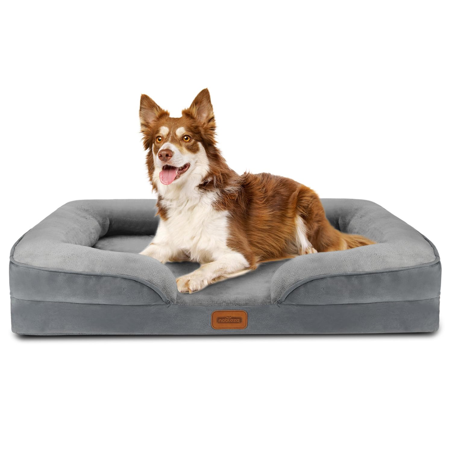 Nobleza Large Dog Bed, 106 x 80 x 17 cm, Dog Sofa with Memory Foam, Orthopedic Dog Bed, Washable and Waterproof, Medium Dog Mattress, Grey