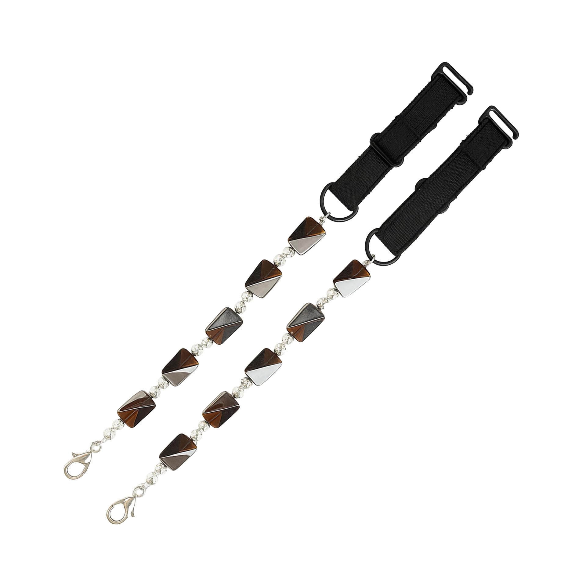Black & Bronze Geometric Beaded Bra Strap - Adjustable Replacement Bra Straps for Women – Compatible with All Bra Types-image-6
