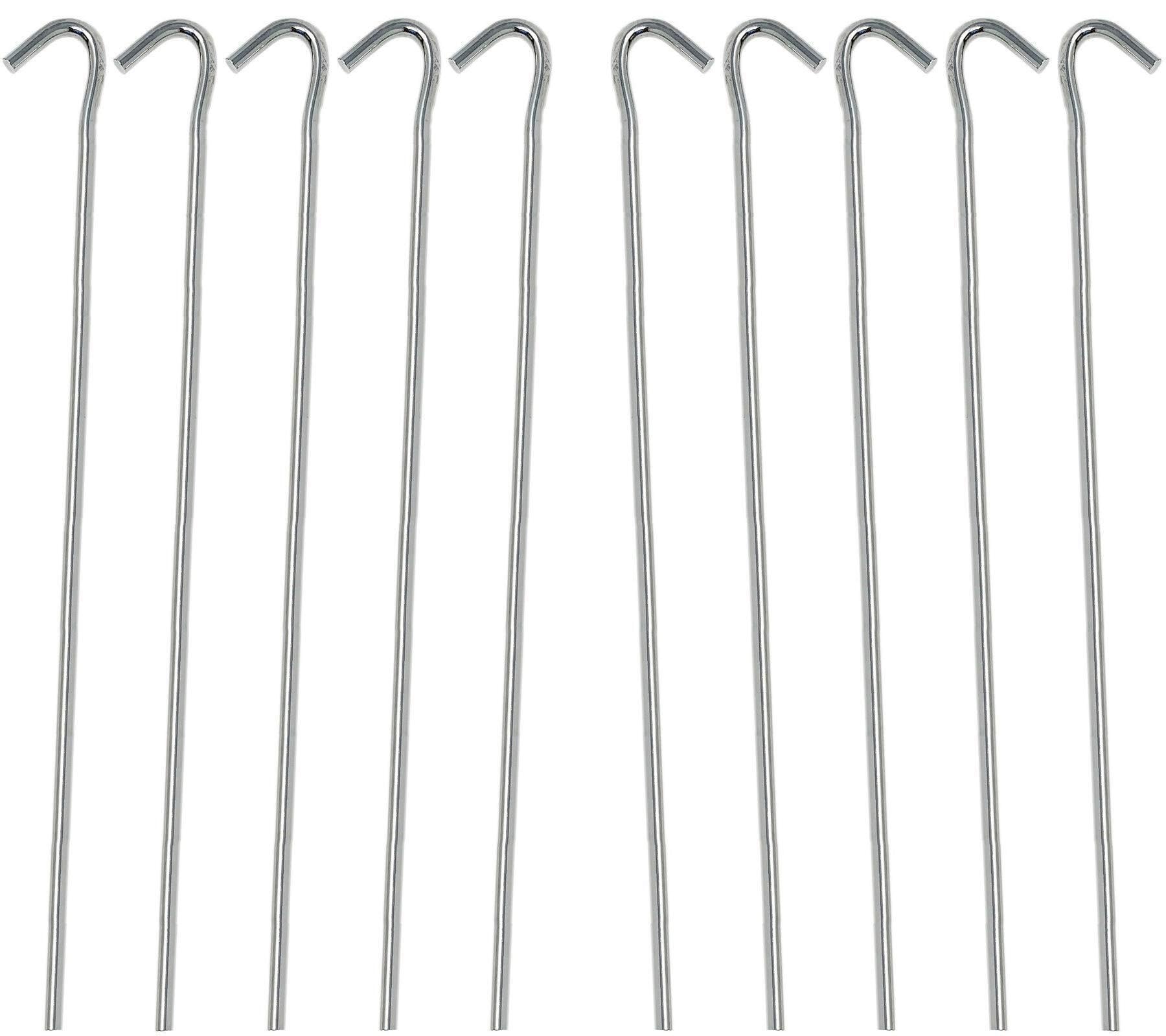 Pioli da tenda in acciaio zincato, confezione da 20, cm, picchetti da | Fissa tende, teli, gazebo e strutture da giardino. Ogni piolo da cm ha un gancio da 2,5 cm per corde o tiranti.(60 Pegs)